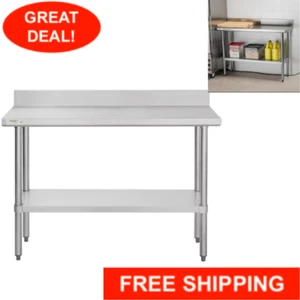 18" x 48" Stainless Steel NSF Commercial Kitchen Work Table with 4" Backsplash - Picture 1 of 12