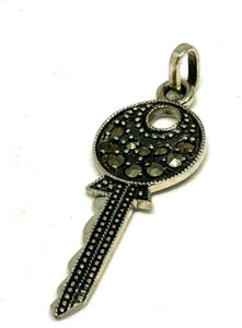 Sterling Silver 925 Marcasite Key Pendant - Picture 1 of 5
