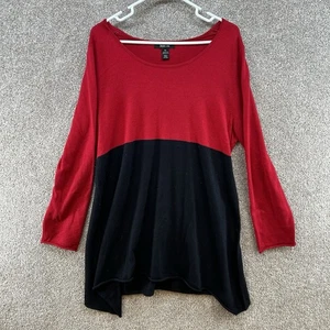 Style & Co. Women's Sweater Dress Size XL Red Black Long Sleeve Knit Pullover - Picture 1 of 10