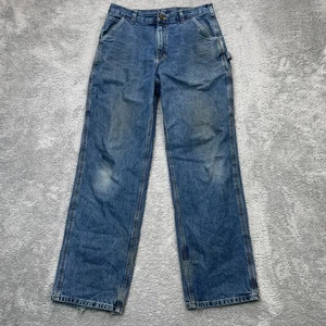 Carhartt Jeans Mens 34x34 Blue Carpenter  Dungaree Fit Denim Workwear B13-DPS - Picture 1 of 11