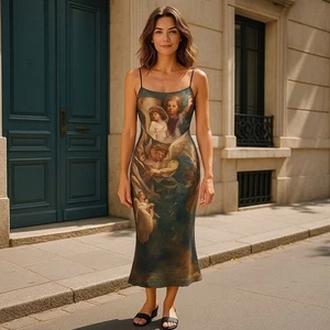 Shein Renaissance Painting Artistic Venus Aphrodite Fit & Flare Skirt 2 Piece L - Picture 1 of 7