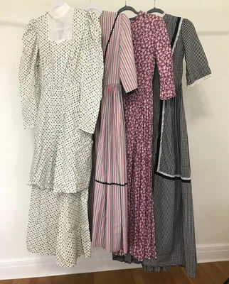 Lot of  4 Vintage Prairie Boho Cottage Core Edwardian Style Dresses Maxi Cotton - Image 1 of 4