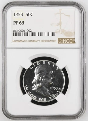 1953 Proof Franklin Half Dollar NGC PF-63 -002 - Image 1 of 2