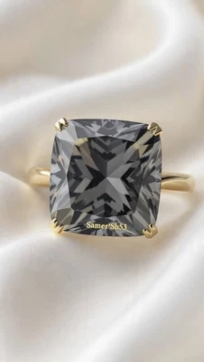 Diamante gris talla Asscher de 2 quilates | Anillo de oro de 14 quilates cultivado en laboratorio | por SameerSh53 💍 Foto 1 de 4