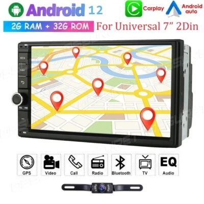 Android 12 GPS Double 2Din 7"Car Stereo With Backup Camera Touch Screen Radio BT - Image 1 of 4