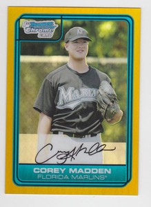 COREY MADDEN 2006 Bowman Chrome Gold Refractor Rookie #D /50 Miami Marlins RC