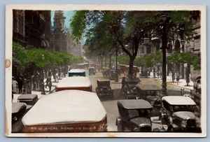 Coches antiguos RPPC coloreados a mano 1930 Rio Dejaneiro Avenida Rio Branco coches de calle - Imagen 1 de 2