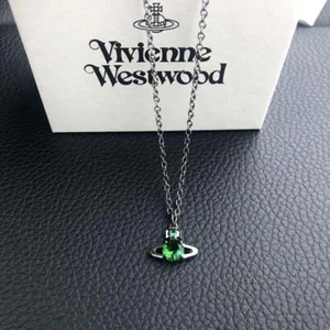Vivienne Westwood Necklace REINA Orb Black Green NO BOX [E00230 - Picture 1 of 7