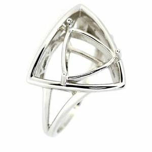 Sterling Silver Semi Mount Ring Setting Trillion Tri 10x10mm Contemporary - Picture 1 of 3