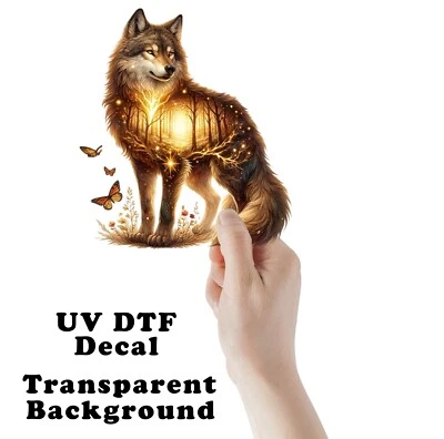 Pegatina/calcomanía transparente Enchanted Forest Wolf UV DTF Foto 1 de 4