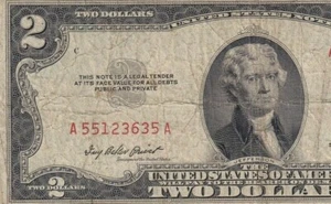 A55123635A 1953A TWO DOLLAR LEGAL TENDER, RED SEAL IN A OK CONDITION - Picture 1 of 3