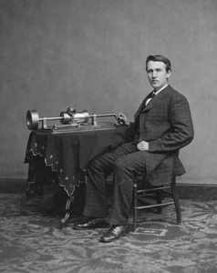 Cartel fonógrafo Thomas Alva Edison retrato fotoarte impresión ELIGE TAMAÑO - Imagen 1 de 1