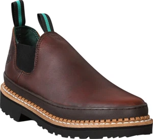 Georgia Mens Soggy Brown Leather Romeo Work Loafers Slip-On Boots - Picture 1 of 6