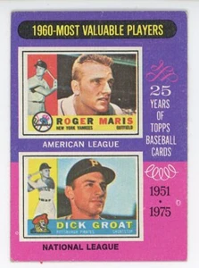Topps #198 1960 Jugador Más Valioso - Roger Maris/Dick Groat MVP EX - Imagen 1 de 2