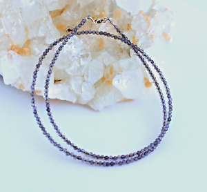 Iolite (Water Sapphire) Necklace Precious Stone Fein-Geschliffen Blue Ball