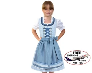 Girls dirndl dress children child Cassy blue/11-12 years, sizes 146-152 - Picture 1 of 12