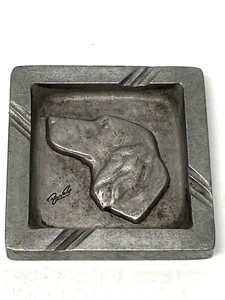 Bruce Fox Signed Ashtray Irish Setter Hunting Dog Cast Aluminum 4 x 4" USA - Picture 1 of 3