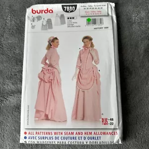 Burda Pattern 7880 Sz 10-22 Historical Victorian 1800s Bustle Dress Costume - Picture 1 of 8