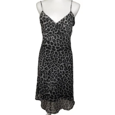 Vintage 90s Y2k Forcast Black & White Leopard Sleeveless Mini Slip Dress Size 10 - image 1 of 4