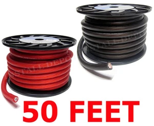 50 FT - PREMIUM 0 GAUGE RED & BLACK POWER + GROUND WIRE CABLE 1/0 AWG CAR AUDIO - Picture 1 of 4