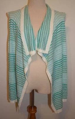 Новый женщин небо синий свитер 2 X в полоску открытый передний акриловый кардиган Топ - Изображение 1 из 3