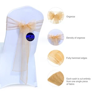 100 marcos de silla de organza champán cubierta de silla arcos más anchos decoración de fiesta de boda - Imagen 1 de 5