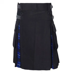 Correas híbridas de cuero para hombre, algodón y tartán falda escocesa utilitaria - azul Ramsay - Imagen 1 de 1