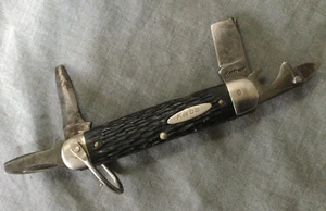 Vintage ka Bar Pocket Knife Camping - Rare Pegged Can Opener Blade - Damaged - Picture 1 of 8