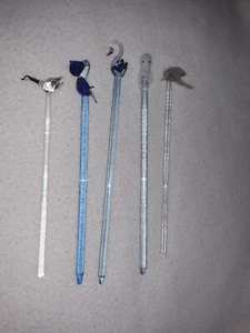 Glass Blown Drink Stir Swizzler Sticks Set of 5 - Picture 1 of 8