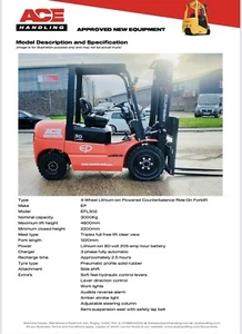 New EP EFL302 Container Spec Forklift Buy-£22676 HP-£113.24 Hire-£109.99 AH1916 - Picture 1 of 10