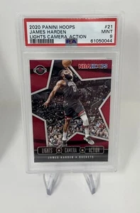 2020 Panini Hoops James Harden Lights Camera Action 21 PSA-Graded 9 Mint Card - Picture 1 of 2