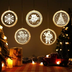 Window Christmas Lights Decorative 3D Novelty Hanging LED Curtain String Lights - Picture 1 of 6