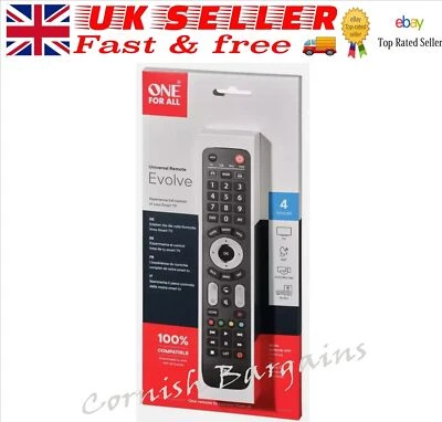 One for All URC 7145 Evolve 4 Universal Remote Control - Black - Image 1 of 4