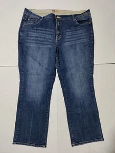 Faded Glory Womens 22 W Blue Whisker Faded Straight Blue Rhinestone Embellished - Picture 1 of 10