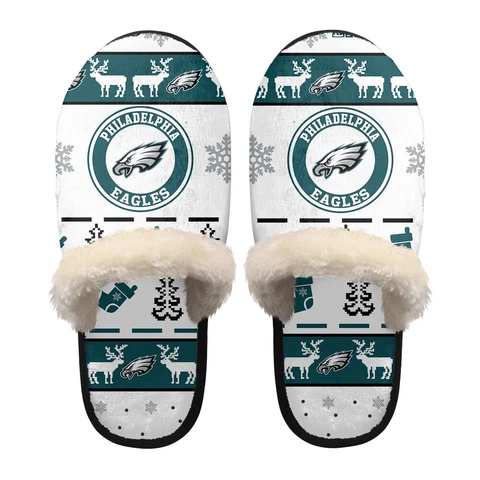 Philadelphia Eagles Christmas Plush Slippers Warm Soft Non-Slip House Slippers Cover