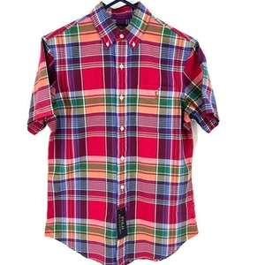Camisa Ralph Lauren Para Hombres A Cuadros Manga Corta Con Botones Calce Clásico Talla S Nueva Con Etiquetas Rosa - Imagen 1 de 7