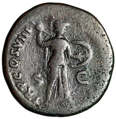 Domitian Sestertius "Minerva with Spear" Rome 82 AD Fine - Image 1 of 4