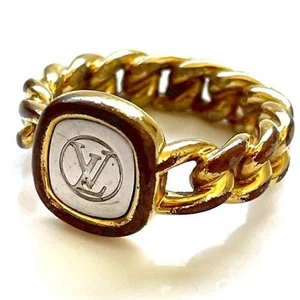 Anello catena Louis Vuitton misura S 9 M61094 oro SV1000 argento autentico - Foto 1 di 5