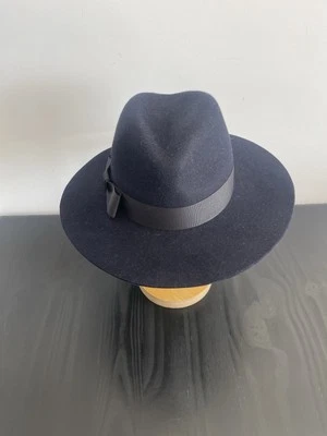 Sombrero Fedora de Fieltro de Conejo Negro Talla S 55/56 Interior 22-22 1/2 Foto 1 de 4