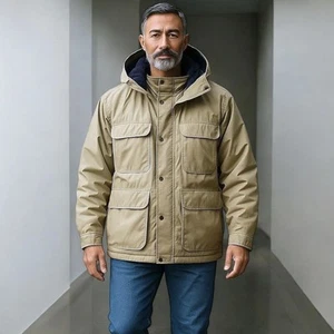 Field & Stream Duck Down Hooded Coat Men Size 2X Big & Tall Tan Thermal Vintage - Picture 1 of 24