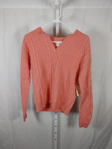 Nuevo con etiquetas Suéter tejido con cable para mujer St John's Bay talla XS rosa brillante - Imagen 1 de 6