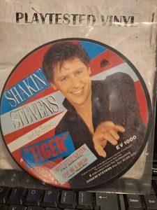 SHAKIN STEVENS TIGER / SWEET LITTLE 16 UK PICTURE DISC 7" EX VINYL 45 SINGLE - Imagen 1 de 3