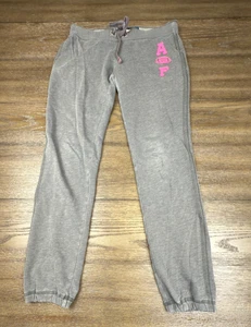 Felpa donna Abercrombie & Fitch morbida pile grigia joggers relaxed taglia XS - Foto 1 di 7