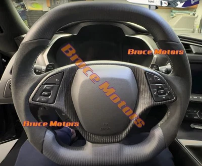 Volante de fibra de carbono mate para Chevrolet Corvette C7 Z06 ZR1 2014-2019 Foto 1 de 4