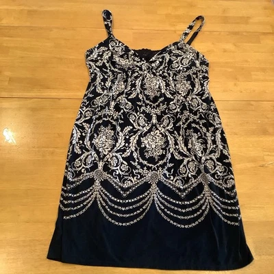 Soma Intimates Dress Gown Large VNeck Black White Floral Romantic Sexy Tradwife - Image 1 of 4