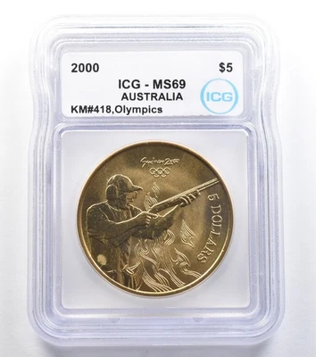 2000 Australia 5 Dollar Sydney Olympics Shooting KM#418 MS69 ICG *7895 - Image 1 of 3