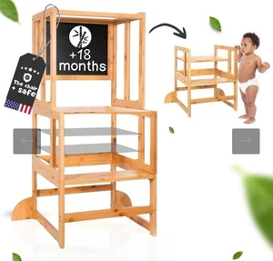 Toddler Tower with Chalkboard &Height Adjustable - Toddler Standing Tower - Picture 1 of 7