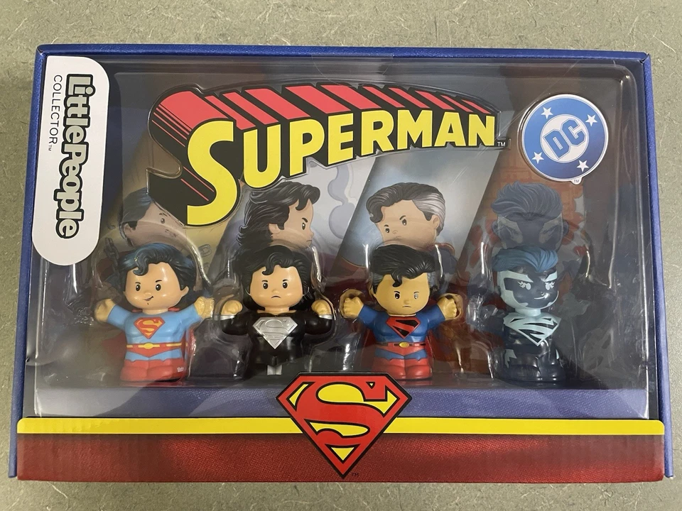 Fisher-Price Little People Collector DC Superman Figure Pack Toy 4 pc Set - Image 1 of 4