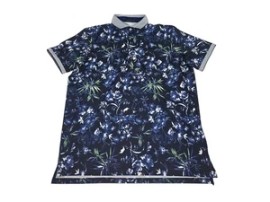 Greyson Golf Poloshirt Wolves Wolf Face Floral All Over Print Herren Large blau - Bild 1 von 12