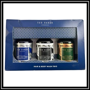 Ted Baker Mens Hair & Body Wash Trio Gift Set 3 x 250 ml - Black/Amber/Blue - Picture 1 of 8